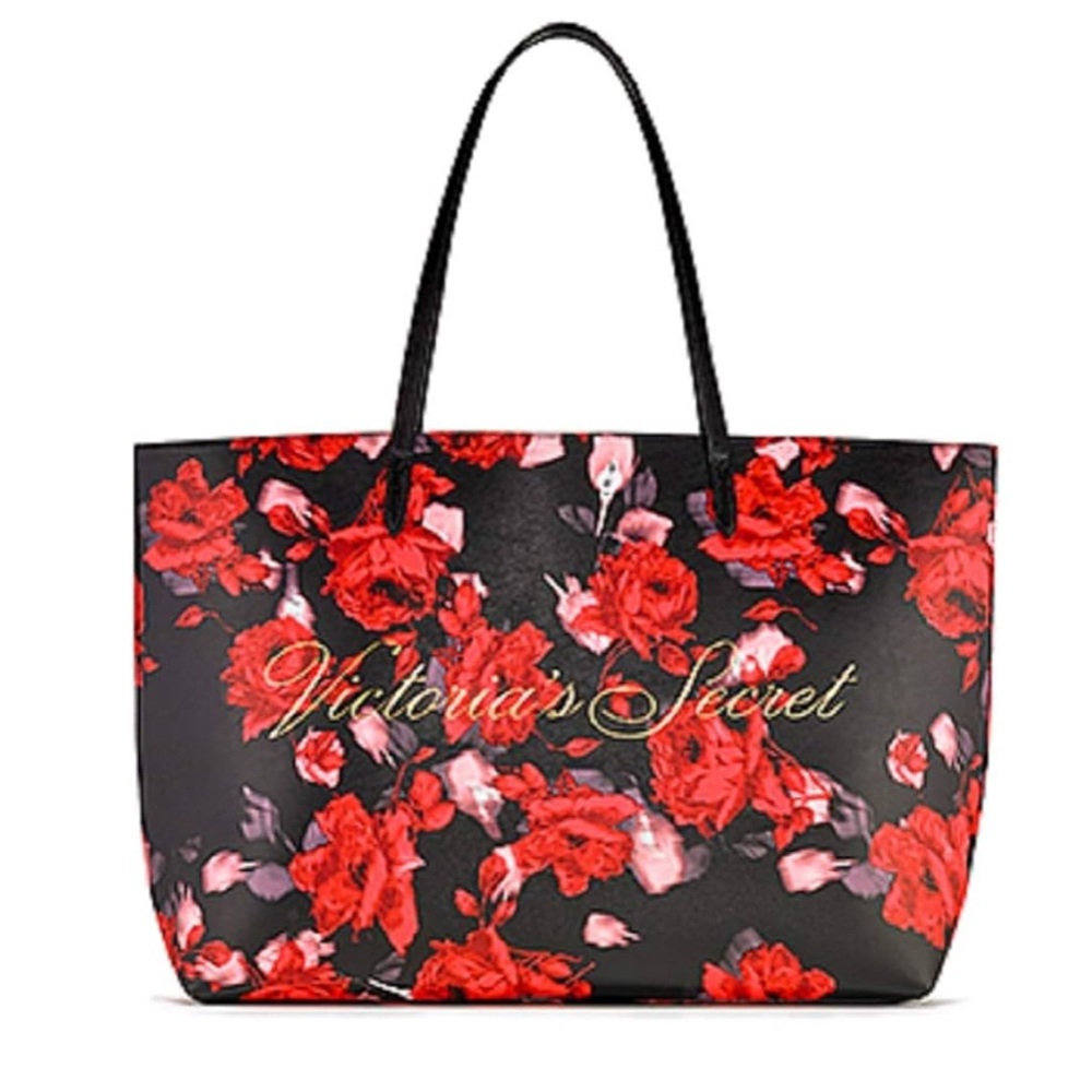 Victoria's Secret Red Floral Tote Bag